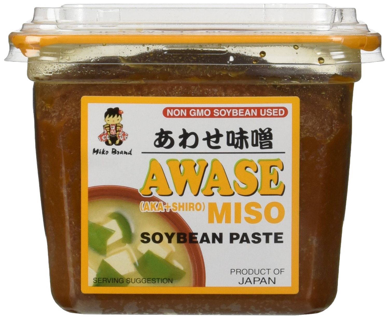 Miko - Awase Miso Soyabean Paste (Aka + Shiro) - 500 Gram - GMO Free Japanese Miso Paste