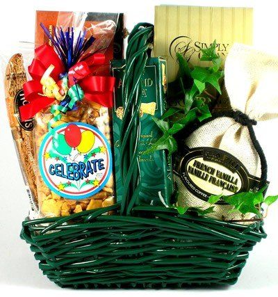Gift Basket Village: Celebration Gourmet Gift Basket - Coffee, Snack Mix, Wafers, Candy, Biscotti &amp; Dried Fruit