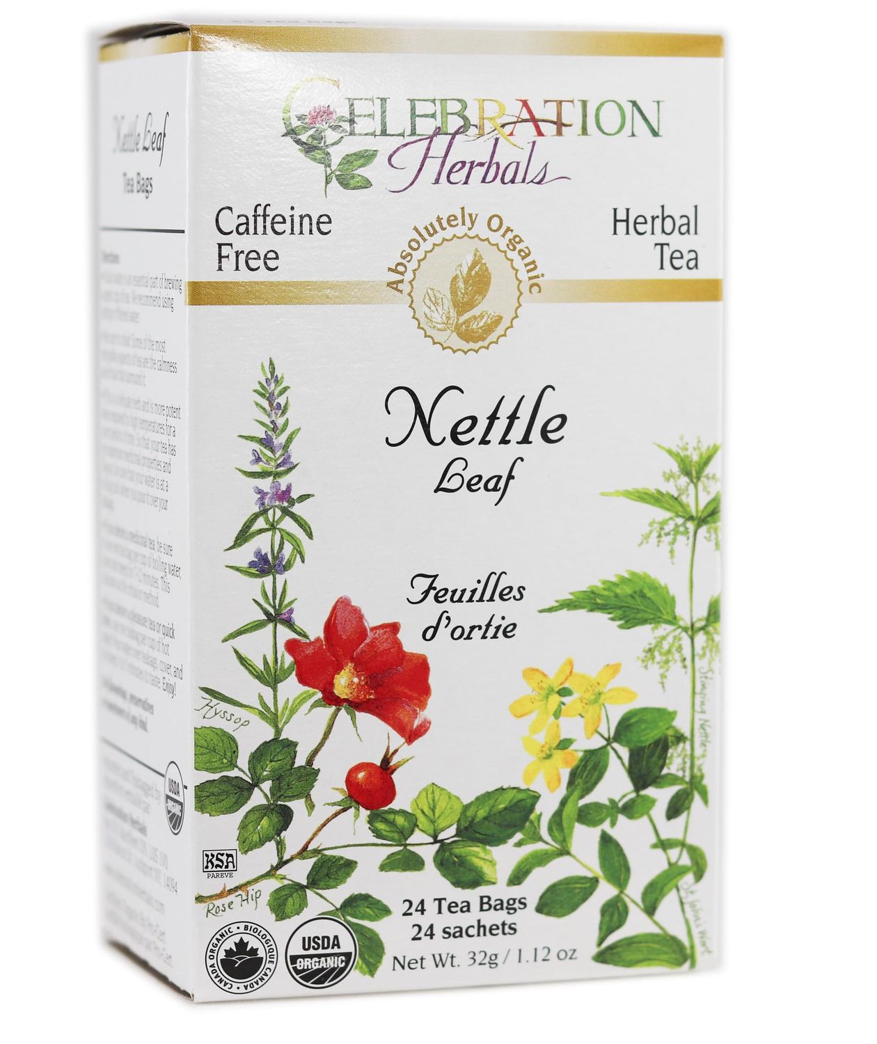 Celebration Herbals Organic Nettle Leaf Tea Caffeine Free, Feuilles D&#39;ortie -- 24 Herbal Tea Bags