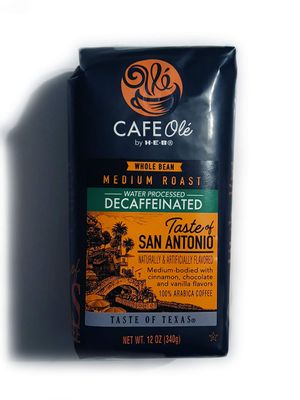 Cafe Ole Taste of Texas Whole Bean - San Antonio Decaf 12 Oz (Pack of 3)