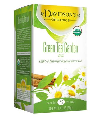 Davidson&#39;s Organics, Green Tea Garden, 25-count Tea Bags, Pack of 6
