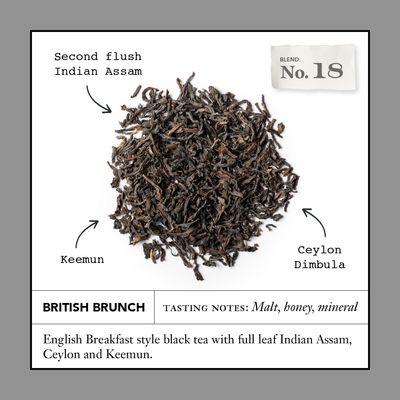Smith Teamaker | British Brunch No. 18 - Assam, Ceylon &amp; China Black Tea | Sugar-Free, Non-GMO, Plant Based Caffeinated Full Leaf English Breakfast Black Tea (15 Sachets, 1.48oz each)