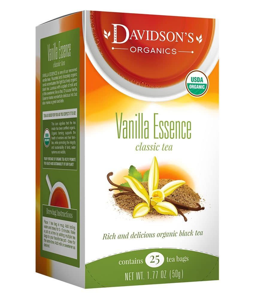 Davidson's Organics, Vanilla Essence, 25-count Tea Bags, Pack of 6