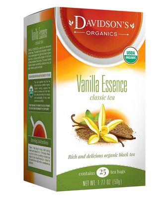 Davidson&#39;s Organics, Vanilla Essence, 25-count Tea Bags, Pack of 6
