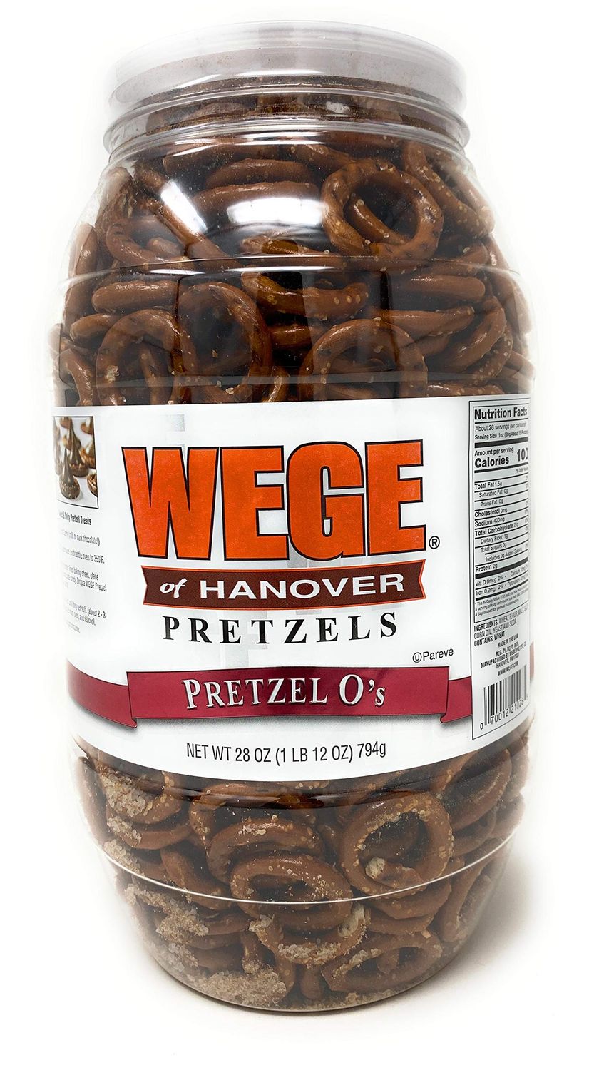 Wege Circle Pretzel O&#39;s, Round Salted Pretzels, 28 Ounce Barrel