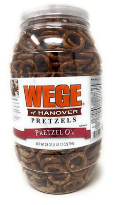 Wege Circle Pretzel O&#39;s, Round Salted Pretzels, 28 Ounce Barrel