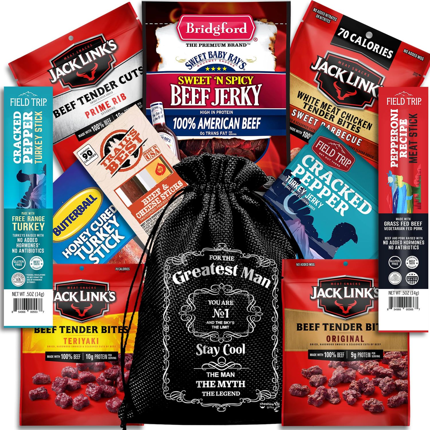Beef Jerky Gift Baskets For Men - Dad Gifts, Birthday Gifts For Men Who Have Everything With Beef Jerky Variety Pack - Mens Gifts, Dad Birthday Gift, Care Package For Men, Husband Birthday Gift By