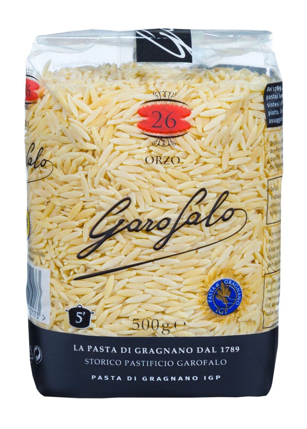 GAROFALO Orzo No.26 Pasta, 17.64 OZ