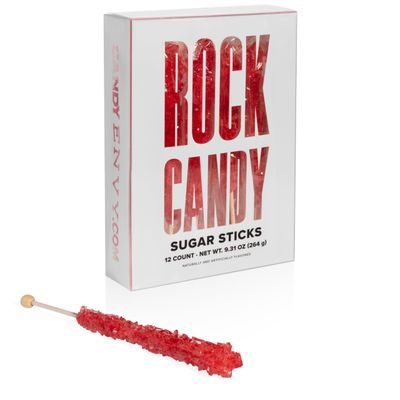 Candy Envy - Red Rock Candy Sugar Sticks - Strawberry Flavored - 12 Indiv. Wrapped