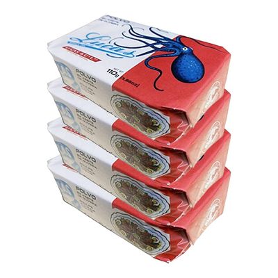 Luas Portuguese Octopus in Olive Oil - Product of Portugal - Pack of Four 4.23oz Cans