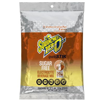 Sqwincher Zero Qwik Stik Sugar Free, Lemonade Tea, .11 0z (Pack of 50)