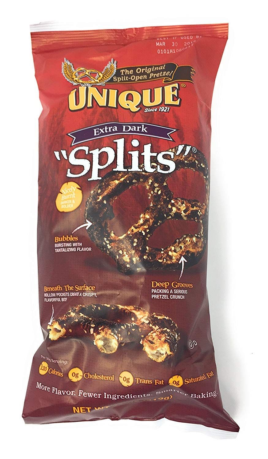 Unique Extra Dark Pretzel Splits, 11 Oz. Bag (Four - 11 Oz. Bags) by Unique Pretzels