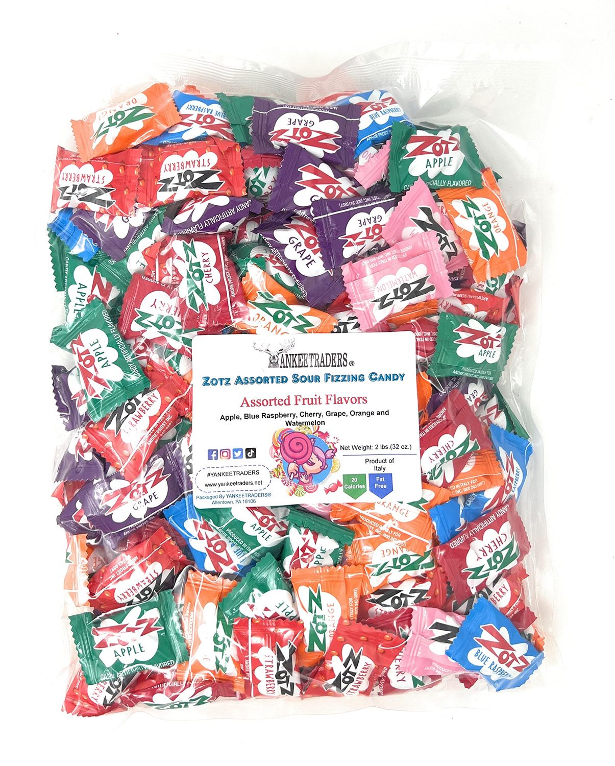 YANKEETRADERS Classic Candy, Zotz Assorted Sour Fizzing, 2 Lb