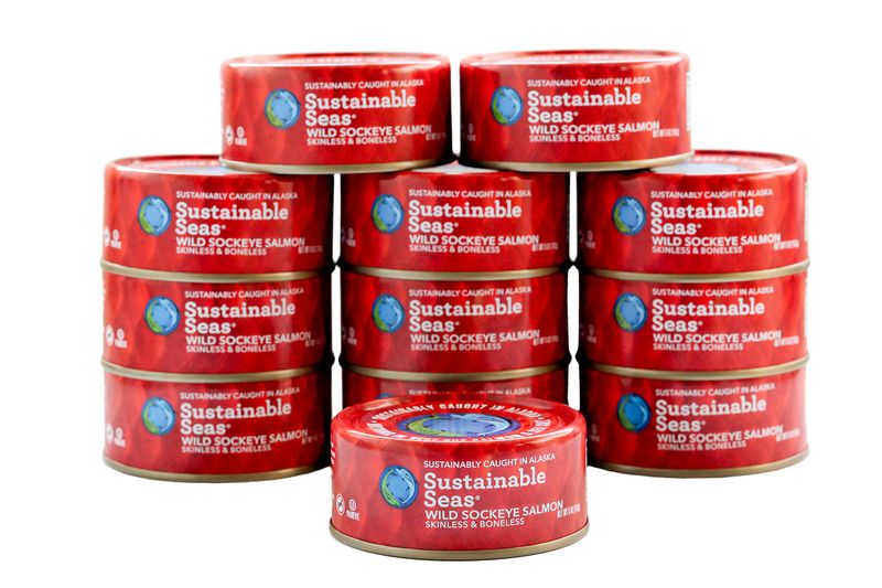 Sustainable Seas Wild Sockeye Salmon, Skinless &amp; Boneless, 5 Oz (Pack of 12)