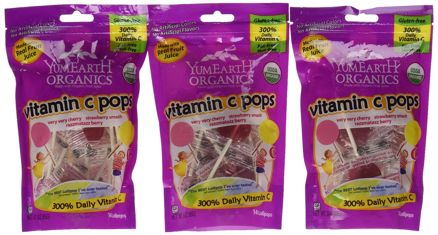 Yummy Earth Vitamin C Lollipops, Gluten Free, 3-ounces (Pack of 6)