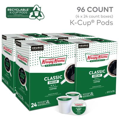 Krispy Kreme Classic Decaf, Single-Serve Keurig K-Cup Pods, Medium Roast Coffee, 96 Count