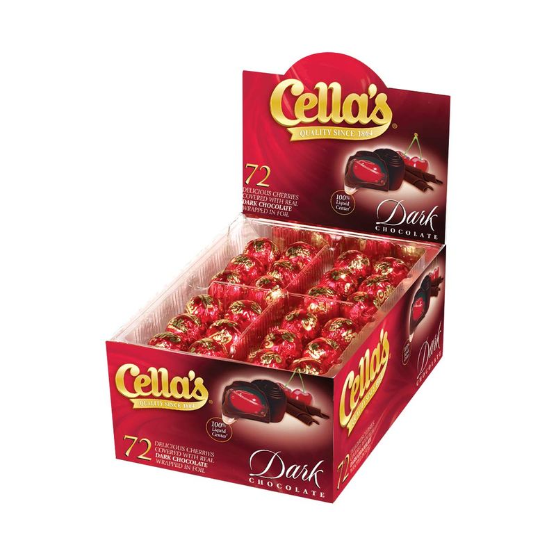 Cella's Dark Chocolate Covered Cherries - Premium Cherry Cordial Candies - Individually Wrapped with Display Box (72-Count Box - 2.25 Pounds)