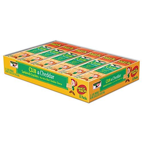 Sandwich Cracker, Club &amp; Cheddar, 8 Cracker Snack Pack, 12/Box