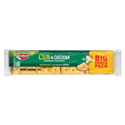 Sandwich Cracker, Club &amp; Cheddar, 8 Cracker Snack Pack, 12/Box
