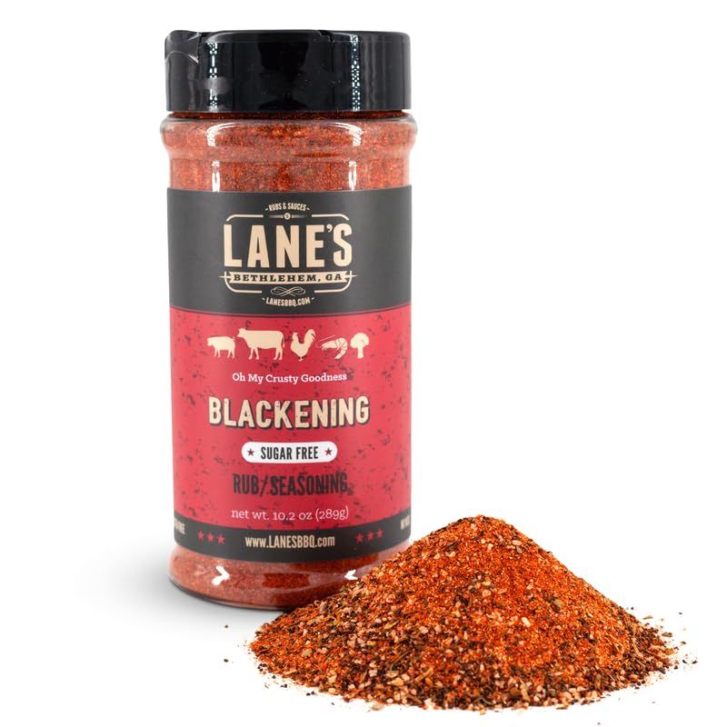 Lane&#39;s Blackening Seasoning for Fish, Handcrafted Blackened Fish Seasoning and Rubs for Chicken, Beef, Seafood &amp; Steak, Cajun Blackening Seasoning Flavor, Gluten-Free, No-MSG, Made in the USA, 10.2 Oz