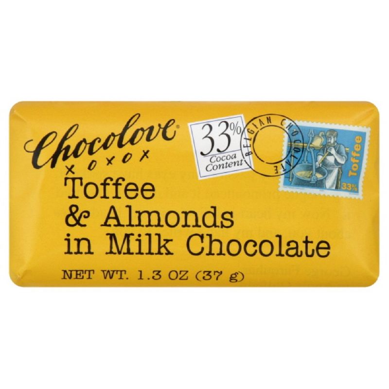 Chocolove Toffee And Almond Milk Chocolate Mini Bar, 1.3-Ounces (Pack of 12)