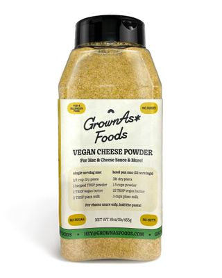 GrownAs Vegan Cheese Powder, 1 lb. - Dairy Free, Non-GMO Cheddar Cheese Seasoning for Vegan Mac &amp; Cheese, Nachos, Pub Cheese - Organic, Non-Dairy, Sugar-Free, Soy-Free - Better Than Nutritional Yeast