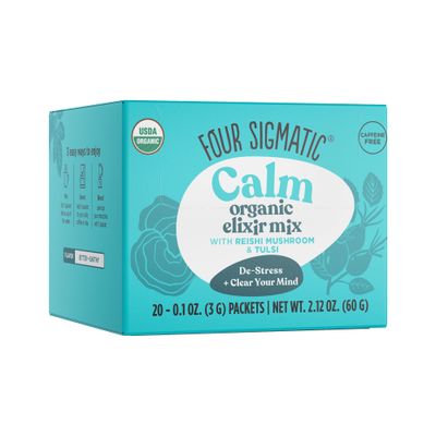 Reishi Mushroom Elixir Mix by Four Sigmatic | Coffee Alternative with Organic Reishi Mushroom Powder, Tulsi, Rose Hips &amp; Mint | Support Stress &amp; Sleep | Decaf, Vegan, Gluten-Free &amp; Keto | 20 Packets