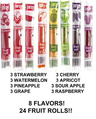 Joray fruit Roll Variety Pack (8 flavors) 24-count, .75 ounce package