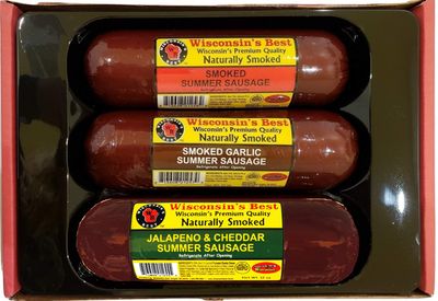 Wisconsin&#39;s Best - Summer Sausage Sampler - 100% Wisconsin Cheese &amp; Summer Sausage Sampler Christmas Holiday Food Gift Basket.