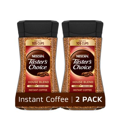 NESCAF Taster&#39;s Choice Instant Coffee Light Medium Roast, House Blend, 2 Jars (7 Oz Each)