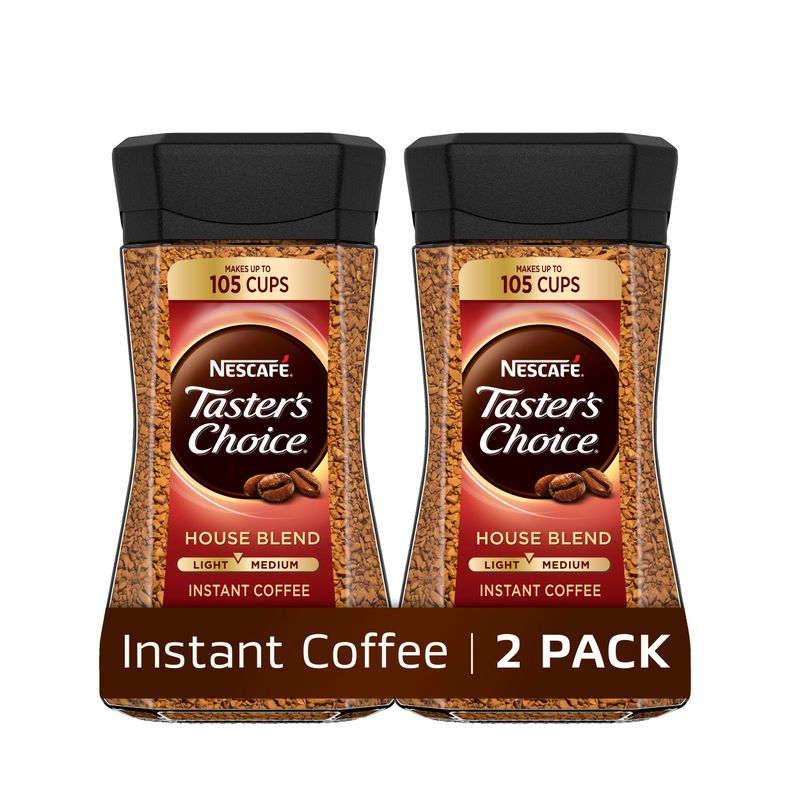 NESCAF Taster's Choice Instant Coffee Light Medium Roast, House Blend, 2 Jars (7 Oz Each)