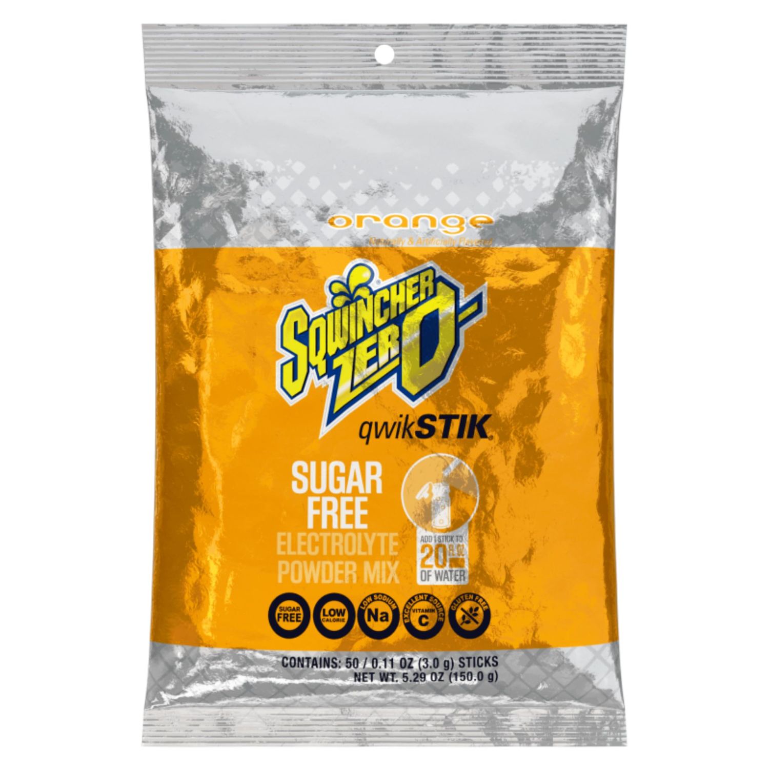 Sqwincher Zero Qwik Stik Sugar Free, Orange, .11 0z (Pack of 50)
