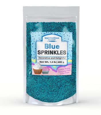 Unpretentious Blue Jimmies Sprinkles (1.5 lb), Perfect for Festivities, Clear Resealable Container, Dessert Decorating