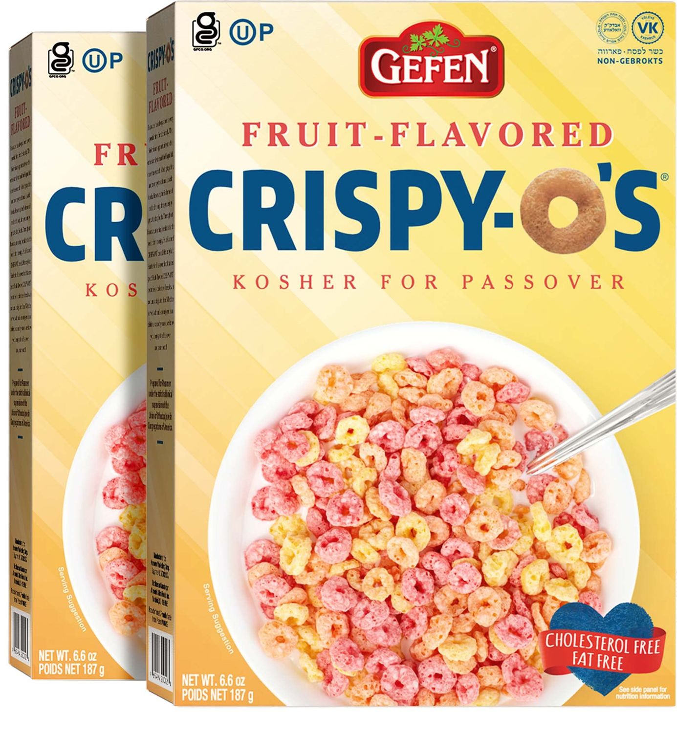 Gefen Fruit Flavored Crispy-O&#39;s Gluten Free Cereal 6.6oz (2 Pack), Grain Free, Low Calorie, Fat Free, Cholesterol Free, Kosher for Passover, Low Sodium