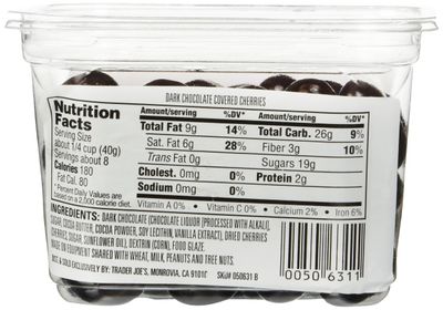 Trader Joe's Dark Chocolate Covered Cherries No Artificial Colors or Flavors, No Preservatives ,12 OZ