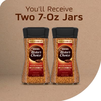 NESCAF Taster's Choice Instant Coffee Light Medium Roast, House Blend, 2 Jars (7 Oz Each)