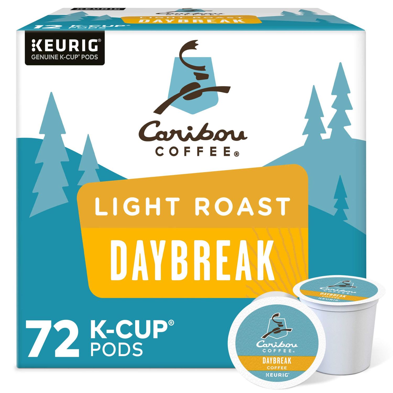 Caribou Coffee Daybreak Morning Blend Keurig Single-Serve K-Cup Pod, Light Roast Coffee, 72 Count