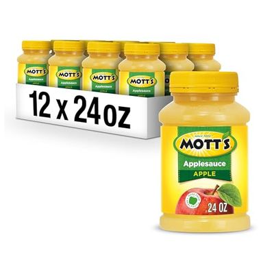Mott&#39;s Applesauce, 24 Oz Jar (Pack Of 12), No Artificial Flavors, Good Source Of Vitamin C, Nutritious Option For The Whole Family
