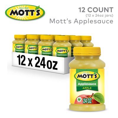 Mott's Applesauce, 24 Oz Jar (Pack Of 12), No Artificial Flavors, Good Source Of Vitamin C, Nutritious Option For The Whole Family