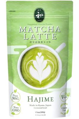 BJDesign Matcha Latte Powder HAJIME Sweetened Matcha Green Tea Powder - Authentic Japanese Origin - Non MSG, Non GMO, Vegan, Gluten Free (1.1 Pound)
