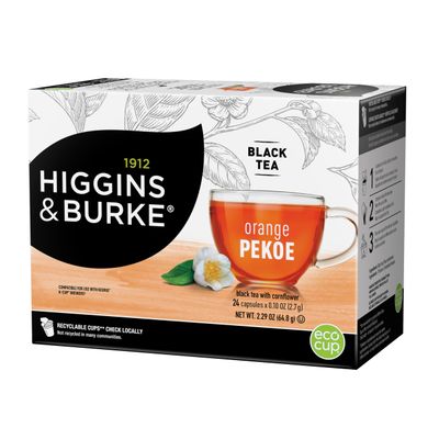 Higgins &amp; Burke Orange Pekoe, Loose Leaf Black Tea, Keurig K-Cup Brewer Compatible Pods, 24 Count