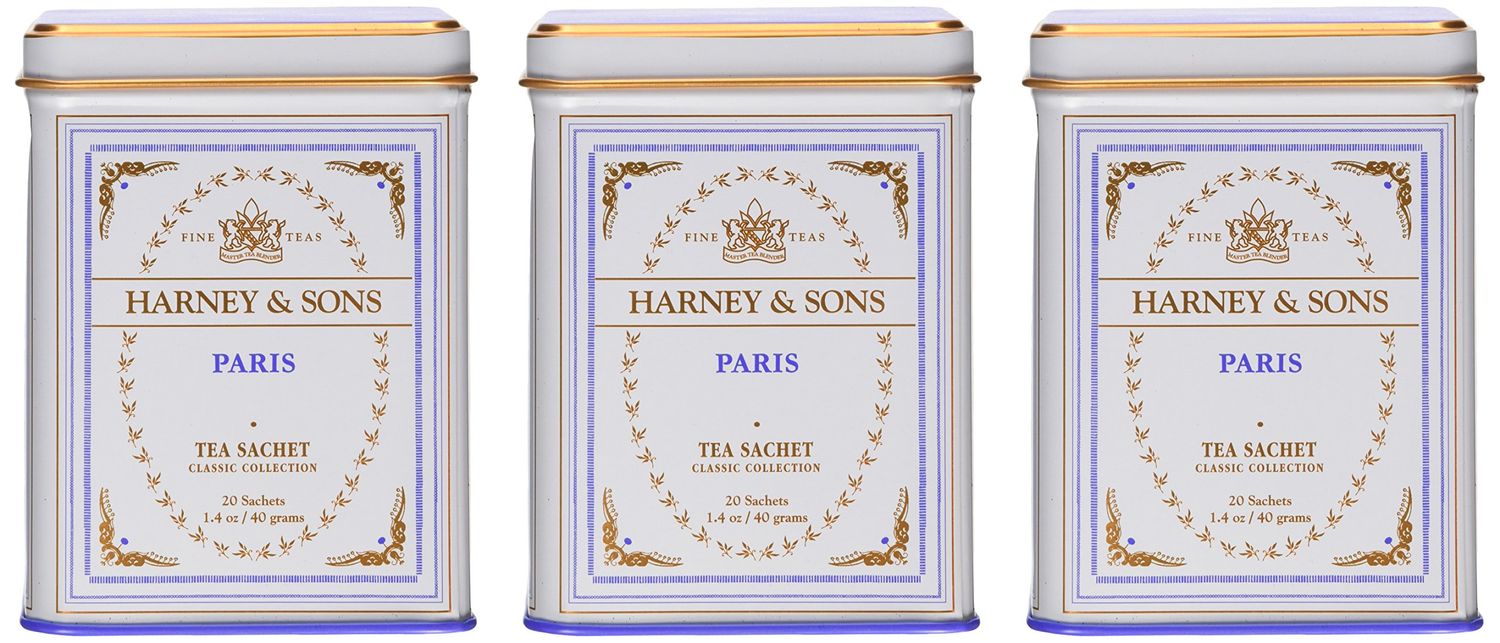 Harney &amp; Sons Paris Black Tea Sachet Collection, All Natural - Classic Tin of 20 Sachets, 1.4 Ounce 20 Count (Pack of 3)