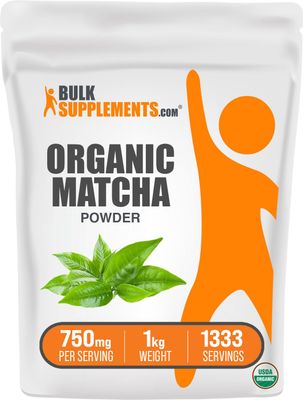 BulkSupplements.com Organic Matcha Powder - Matcha Powder for Latte, Culinary Grade Matcha - Organic &amp; Gluten Free, 750mg per Serving, 1kg (2.2 lbs) (Pack of 1)