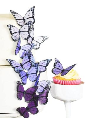 Sugar Robot Inc. Edible Butterflies Ombre Monarchs Made in the USA Premium Crafted - Cake and Cupcake Toppers, Decoration (purple)