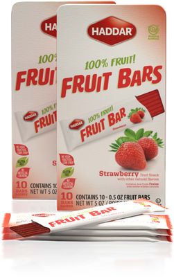 Haddar Strawberry 100% Fruit Leather Bars, 10ct (2 Pack = 20 Bars) Made with Real Fruit | No Corn Syrup | No Artificial Colors or Flavors | Gluten Free | Certified Kosher