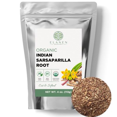 Organic Sarsaparilla Root 4 oz. (113g), USDA Certified Organic Indian Sarsaparilla Root Tea, Hemidesmus Indicus Sasparilla, Sarsparilla Root Organic, Zarzaparrilla, Cut &amp; Sifted