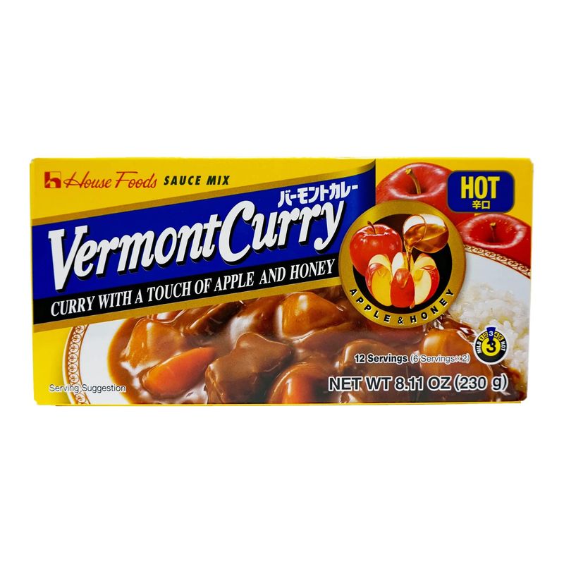 House Foods, Vermont Curry with A Touch of Apple and Honey (Hot), 8.1 oz