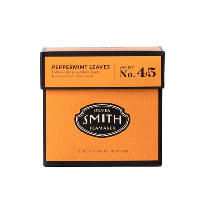 Smith Teamaker | Peppermint Leaves No. 45 - Made with USA Peppermint | Caffeine-Free Herbal Variety (15 Sachets - .78oz each)