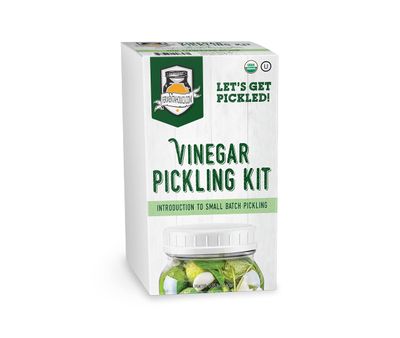 Fermentaholics Certified Organic Vinegar Pickling Kit - Easy, Quick Pickles - 2 Recipes with Perfect Pickle Spice and Kosher salt - Wide Mouth Quart Jar - Makes 3 Quarts - OU Kosher