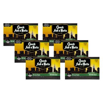 Chock Full o&#39;Nuts Midtown Decaf, Single Serve Cups, Case of 6